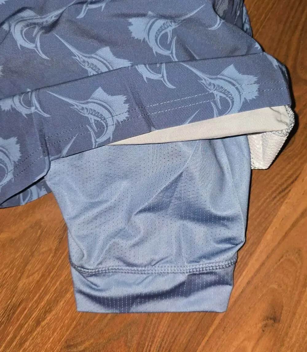 LRD Performance Men's Marlins Print Swim Trunks with Compression Liner